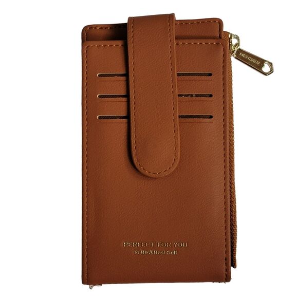 Weichen RFID Card Holder Wallet Brown Faux Leather‎ Folding Snap Closure ID - Picture 2 of 14